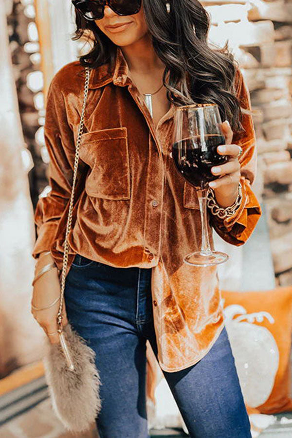 Stilla | Bluse Velvet Bluse Med Knaplukning Og Lommer Mode