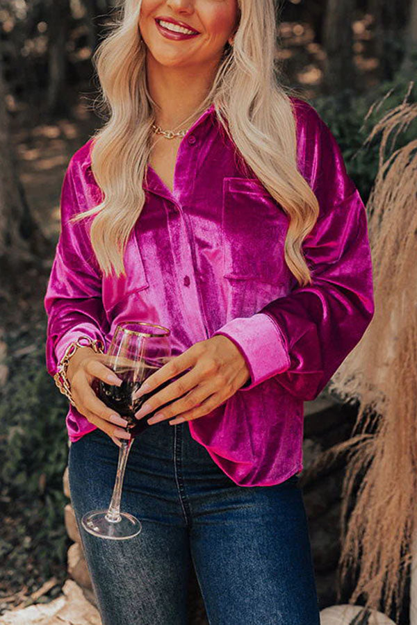 Stilla | Bluse Velvet Bluse Med Knaplukning Og Lommer Mode