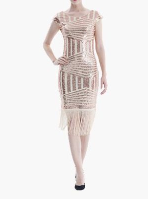 Stilla | Damekjoler Paillet Frynse Slim Fit Midi Kjole