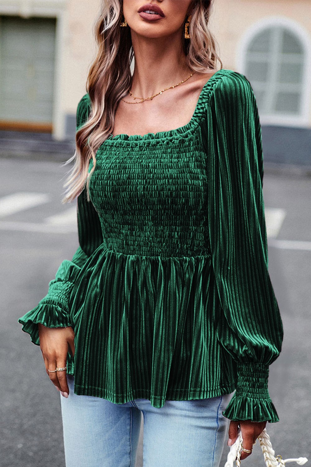 Stilla | Ribbelt Velour Babydoll Top