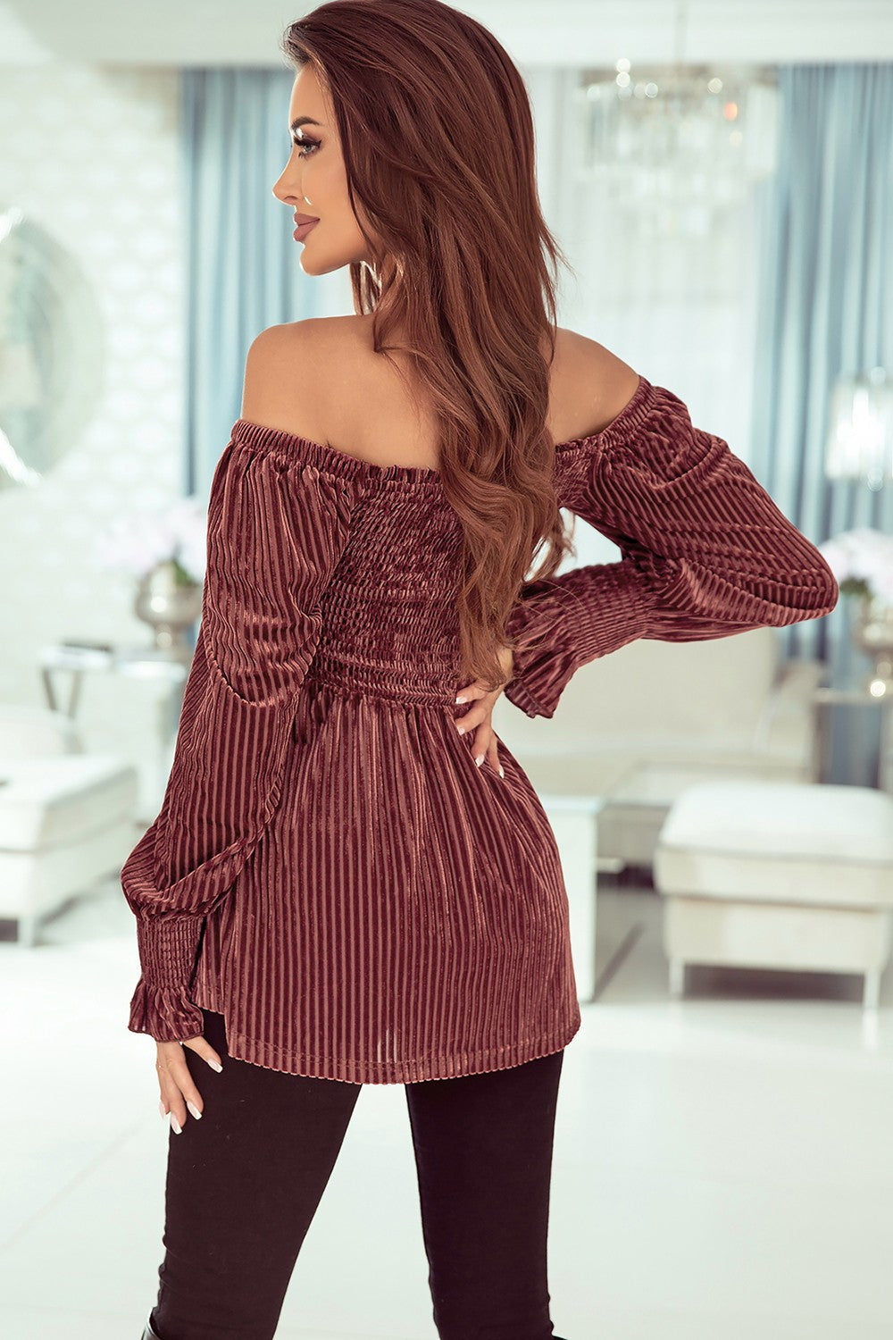 Stilla | Ribbelt Velour Babydoll Top