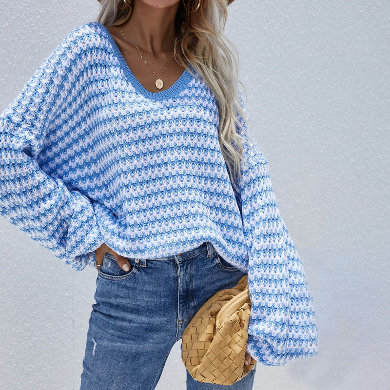 Stilla | T-shirt Løs Strikket Stribet Sweater
