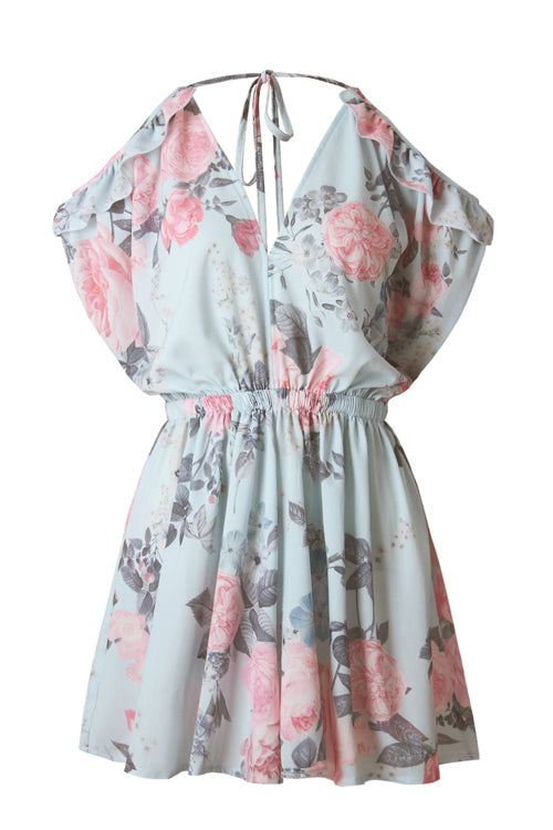 Stilla | Kold Skulder Ruffle Print Romper