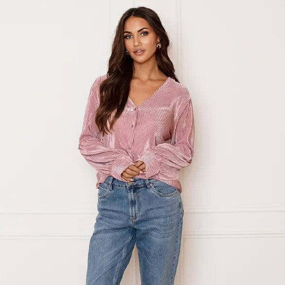 Stilla | Skinnende Satinbluse