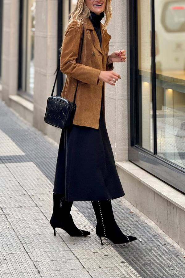 Stilla | Vintage Brun Suez-læder-trenchcoat Til Damer Hot på udsalg