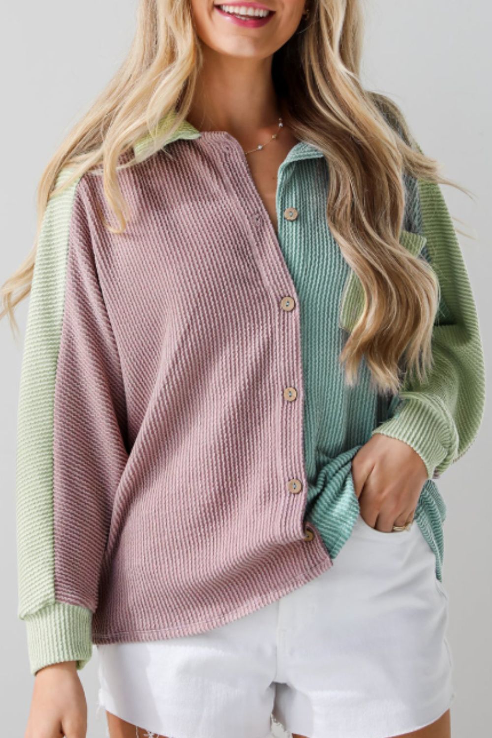 Stilla | Block Corded Button Up Shacket