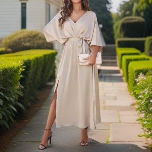 Stilla | Elegant Lang Kjole Med Slids