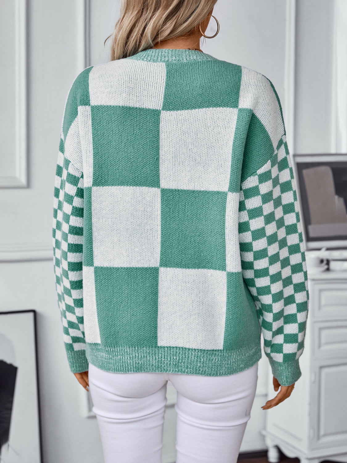 Stilla | Farveblok Rundhalset sweater med ærmer