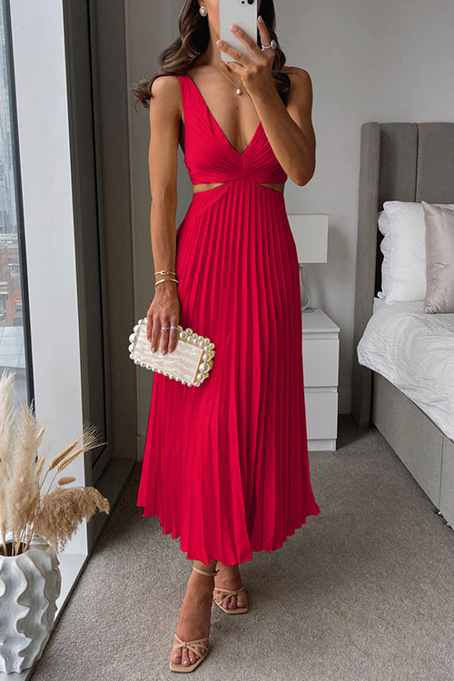 Stilla | Plisseret Plunge Midi Kjole