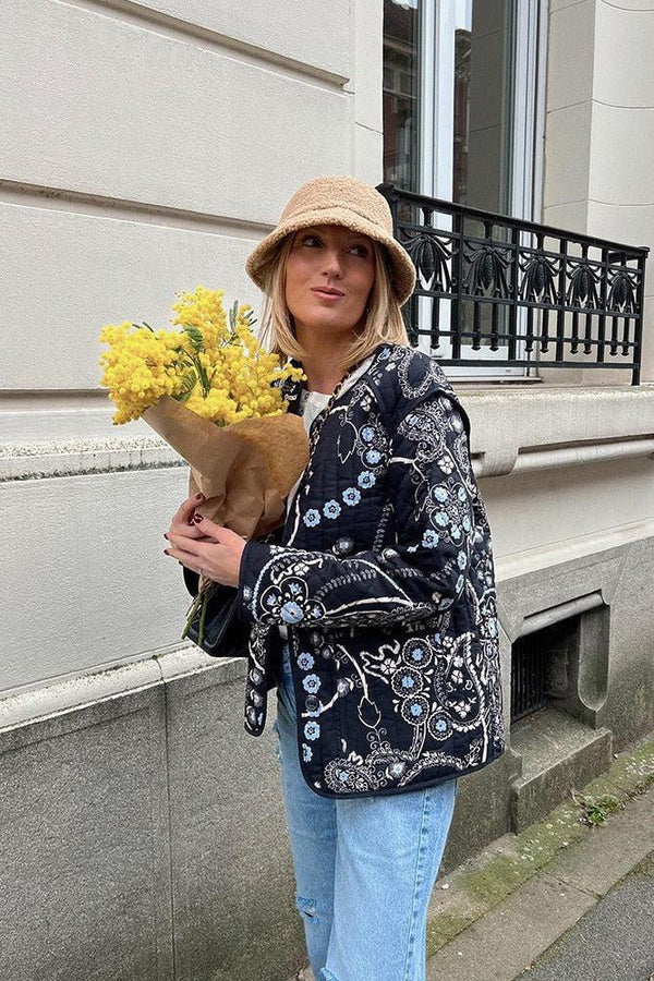 Stilla | Årgang Jakke Med Blomsterprint