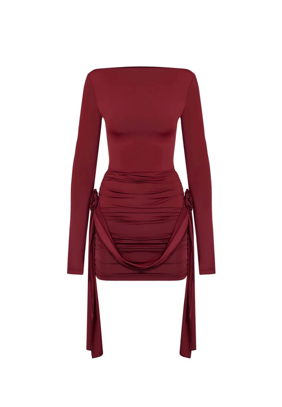Stilla | Bodycon Minikjole Med Lange Ærmer Og Flæser