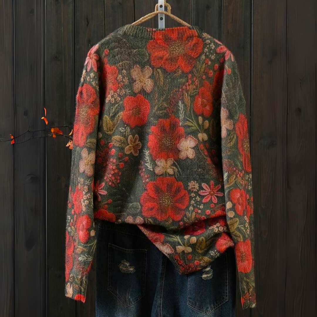 Stilla | Farverig Dame Blomsterpullover