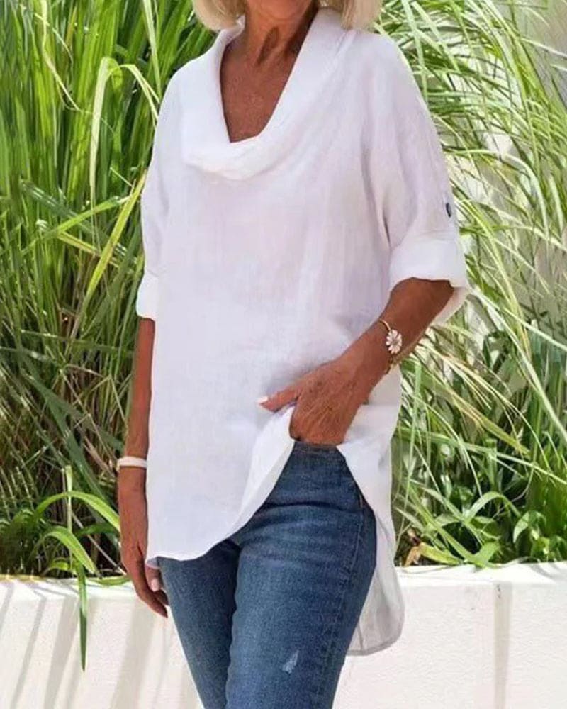 Stilla | Linnedbluse i en ensfarvet farve