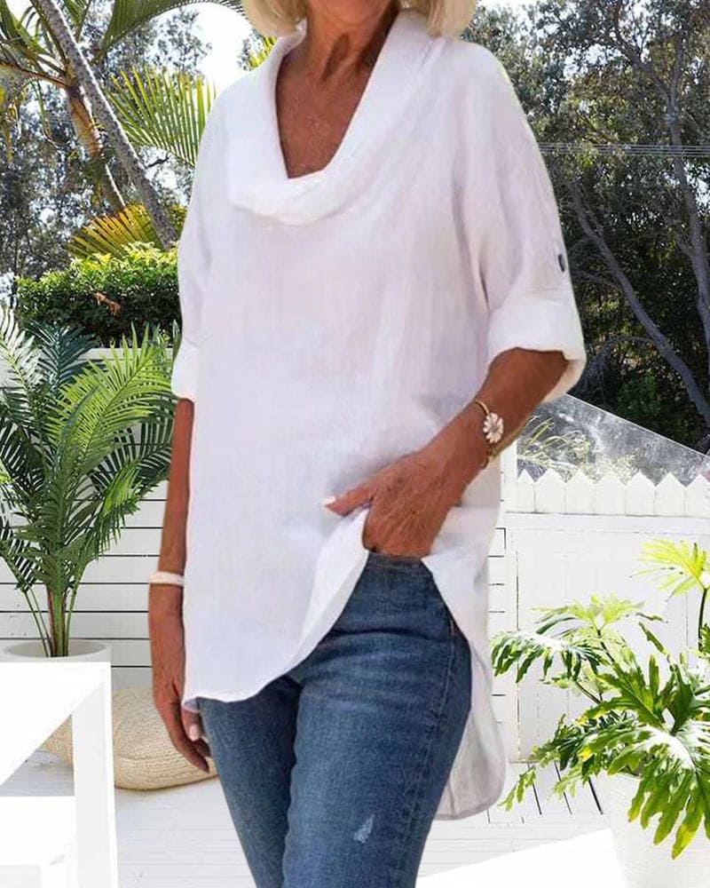 Stilla | Linnedbluse i en ensfarvet farve