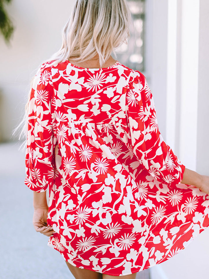 Stilla | Print Notched Neck Mini Kjole