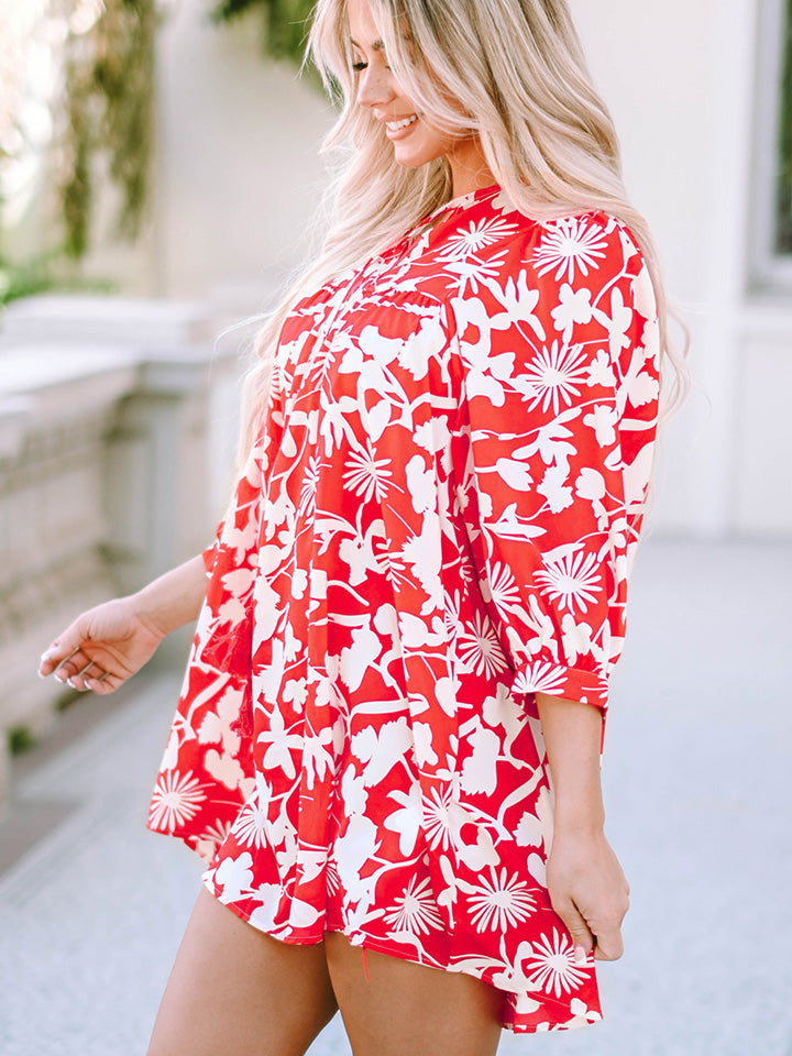 Stilla | Print Notched Neck Mini Kjole