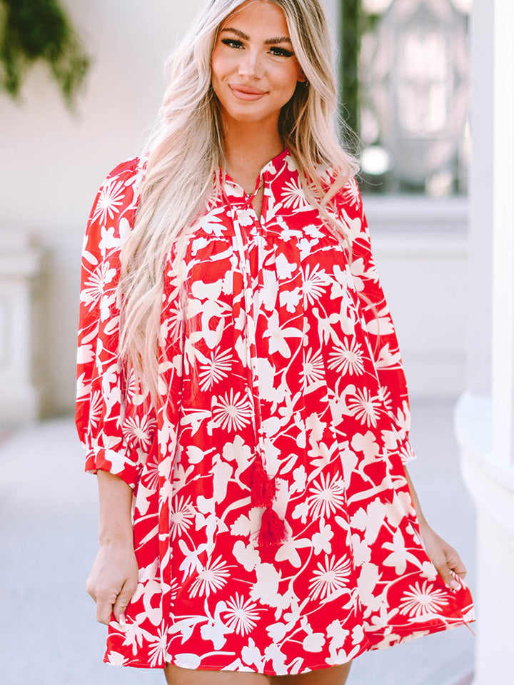 Stilla | Print Notched Neck Mini Kjole