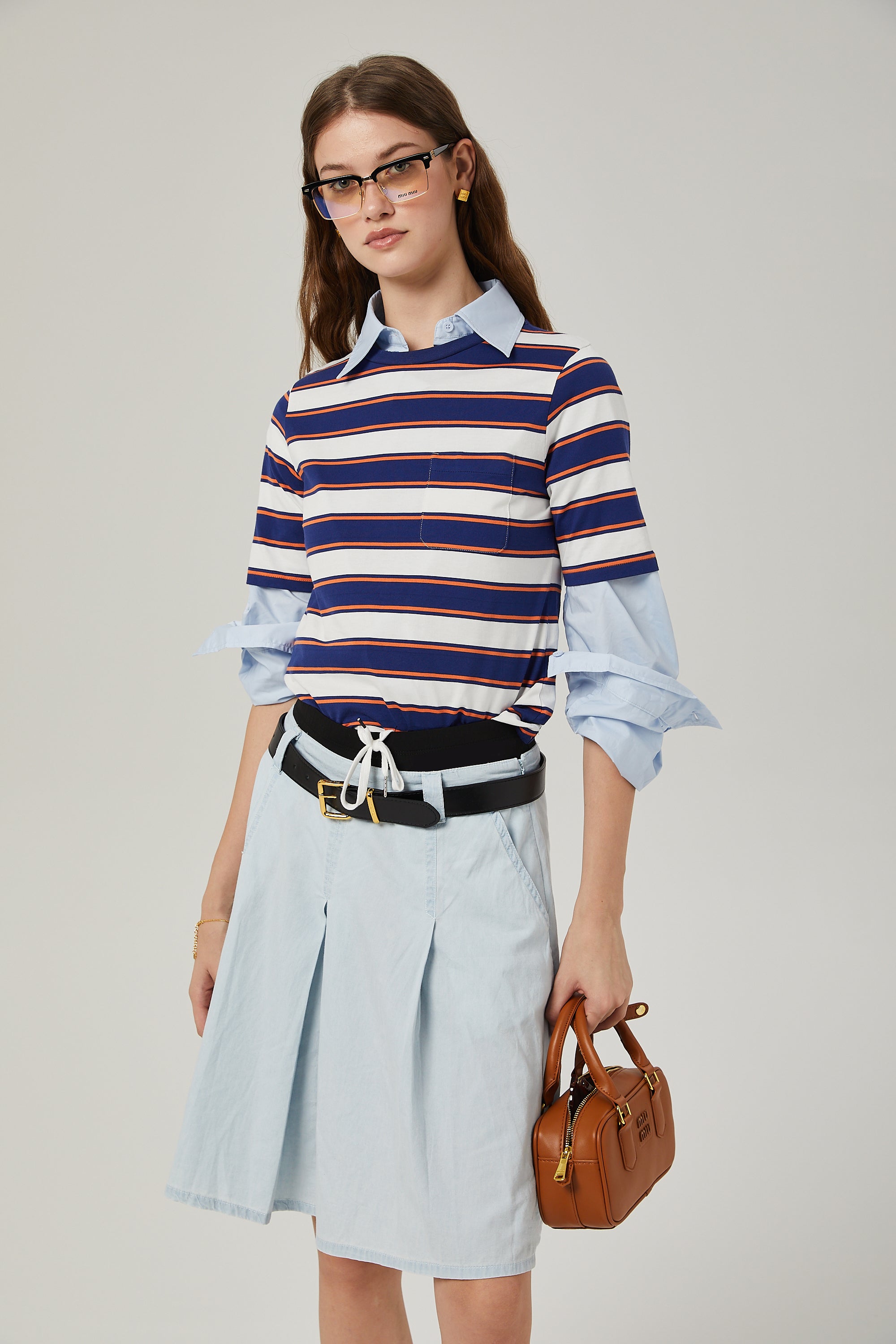 Stilla | Stripe Print Bomulds T-Shirt på udsalg