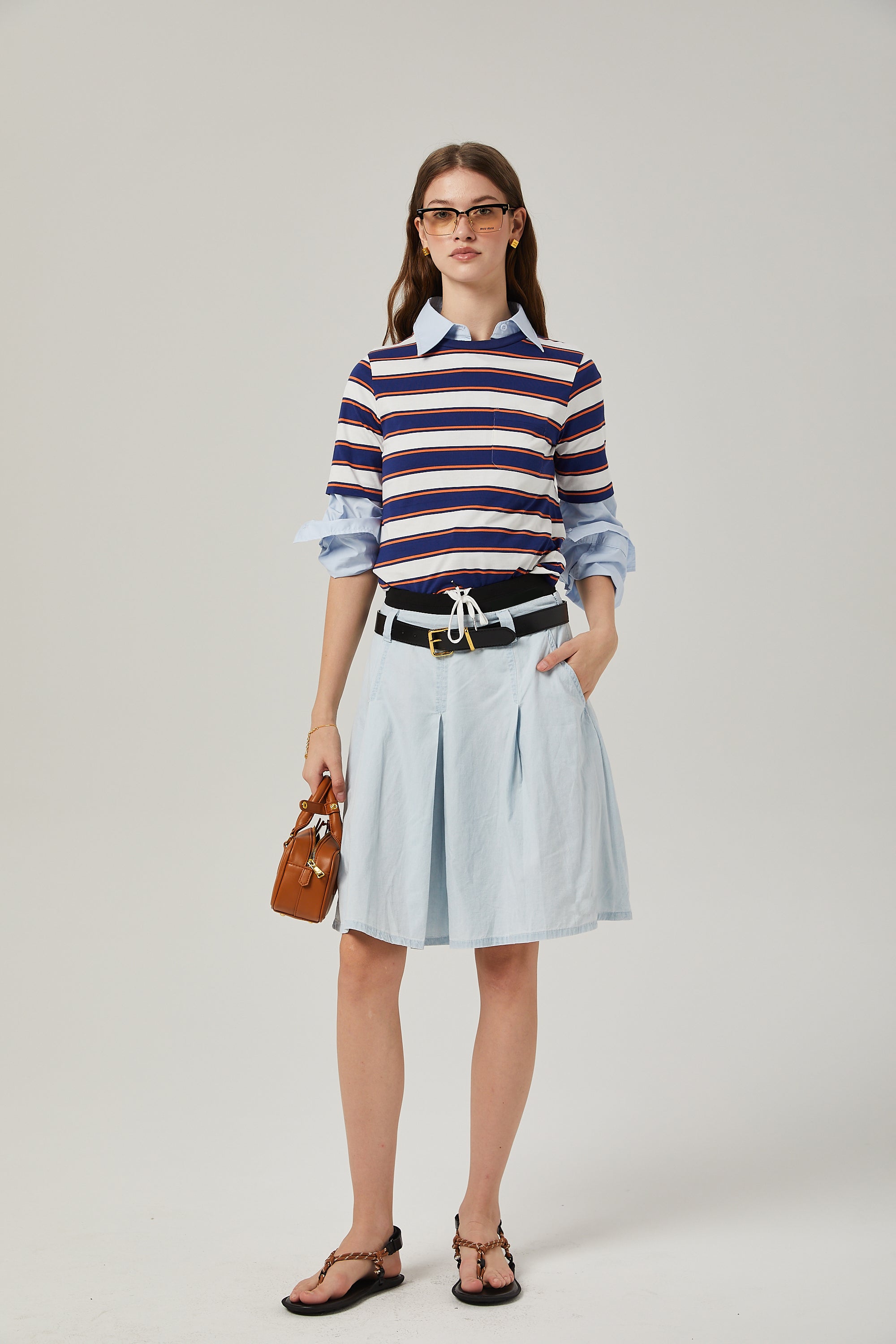 Stilla | Stripe Print Bomulds T-Shirt på udsalg