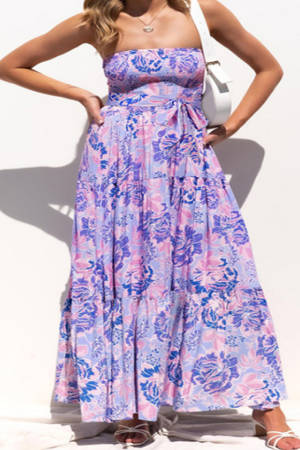 Stilla | Afslappet Print Patchwork Stropløs Kage Skirt Kjoler