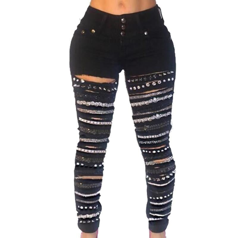 Stilla | Chain Hole Denim 3 Knap Høj Talje Jeans