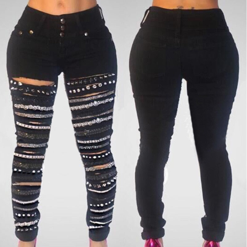 Stilla | Chain Hole Denim 3 Knap Høj Talje Jeans