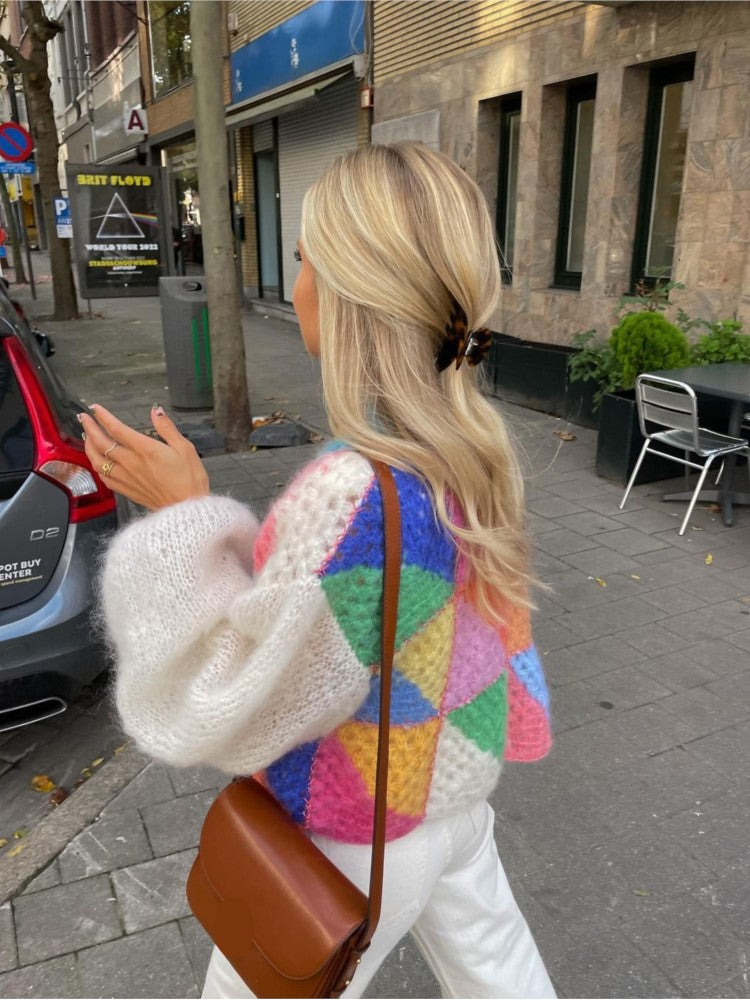 Stilla | Farverig patchworkcardigan