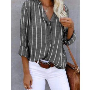 Stilla | Stribet Afslappet Bluse