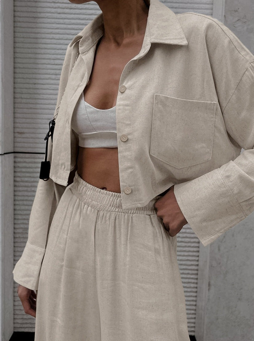 Stilla | Lækkert Outfit Med Langærmet Bukser Fashionable Krølledesign