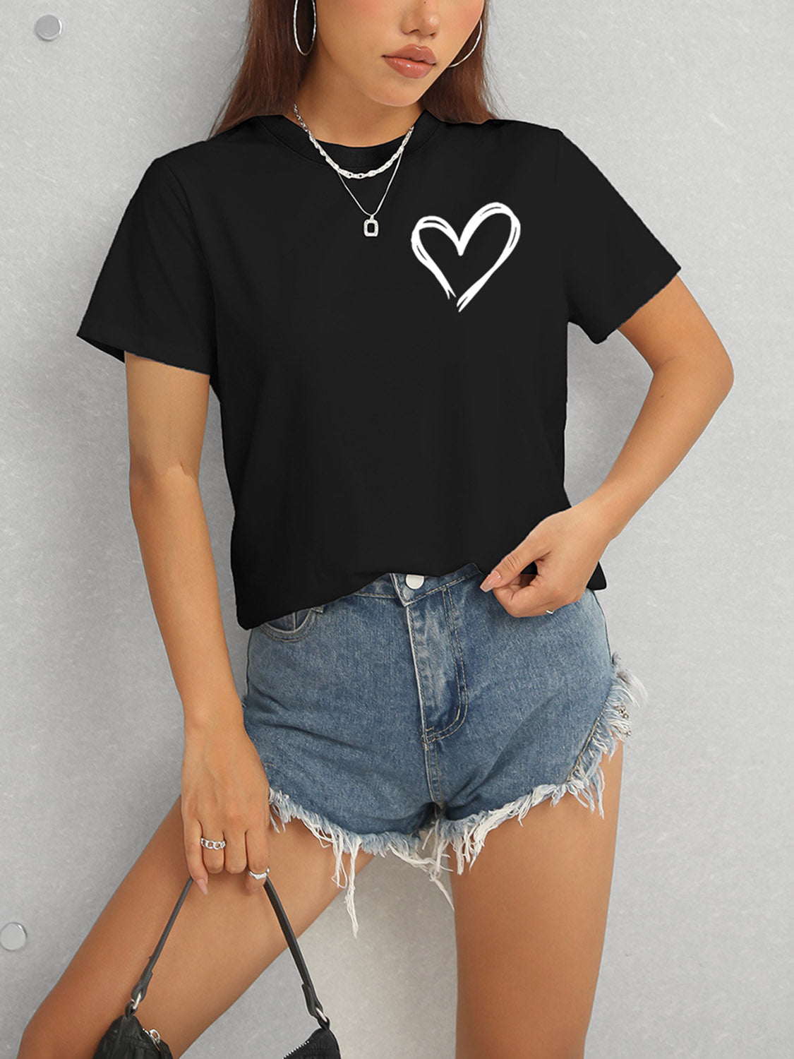 Stilla | Hjerte Rundhalset Kortærmet T-Shirt
