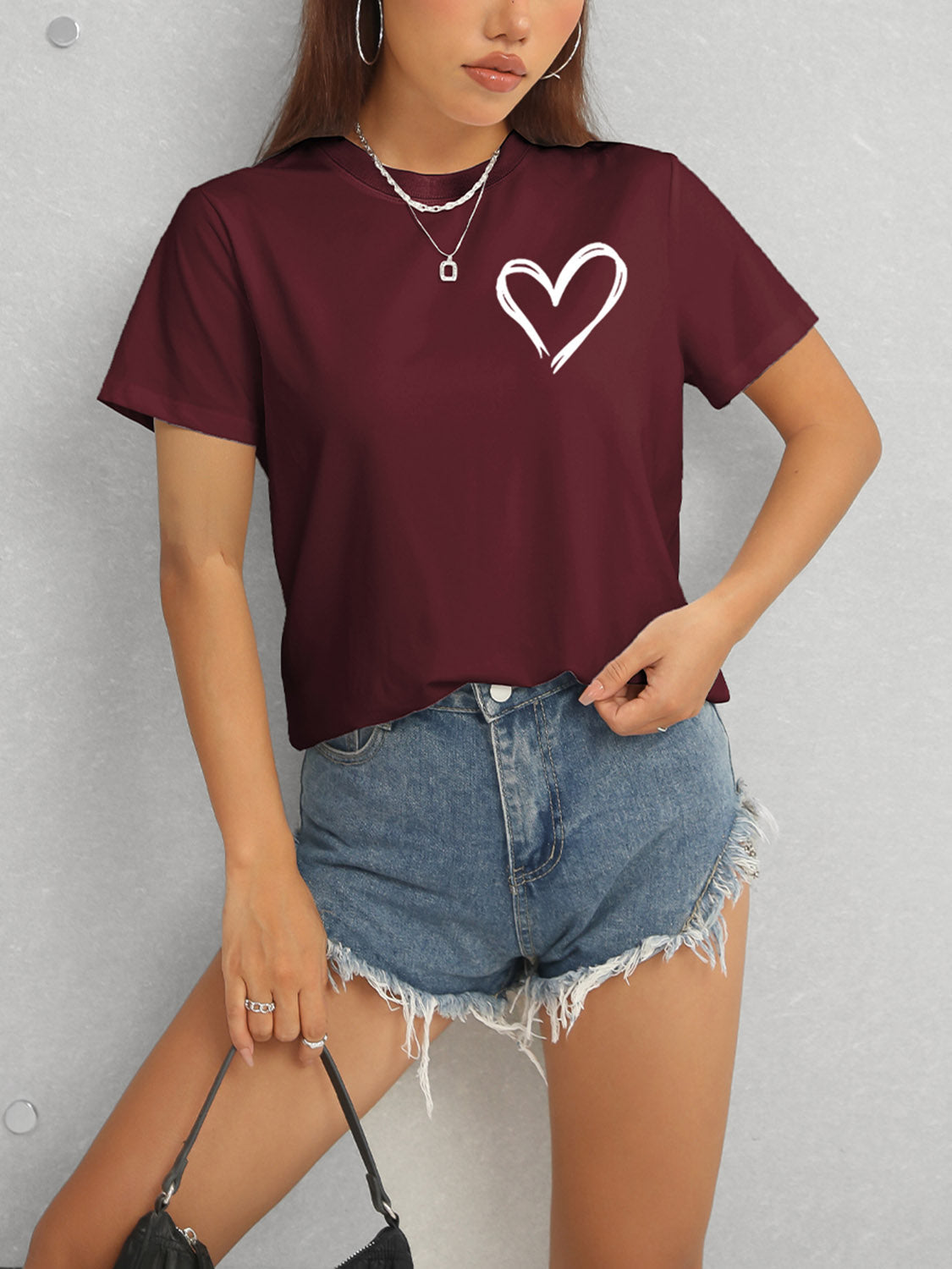 Stilla | Hjerte Rundhalset Kortærmet T-Shirt