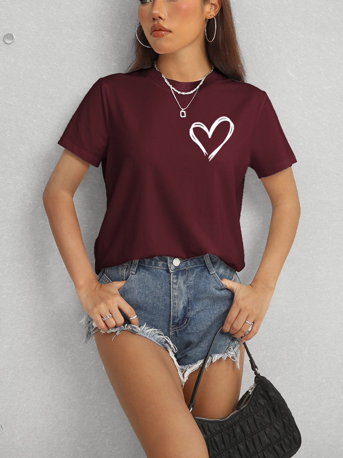 Stilla | Hjerte Rundhalset Kortærmet T-Shirt