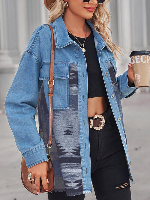 Stilla | Raw Hem Knapper Denim Jakke Hot på udsalg