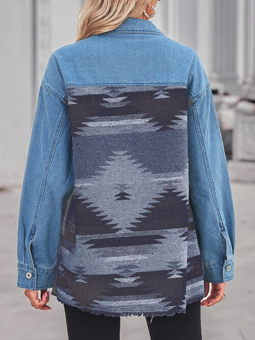 Stilla | Raw Hem Knapper Denim Jakke Hot på udsalg