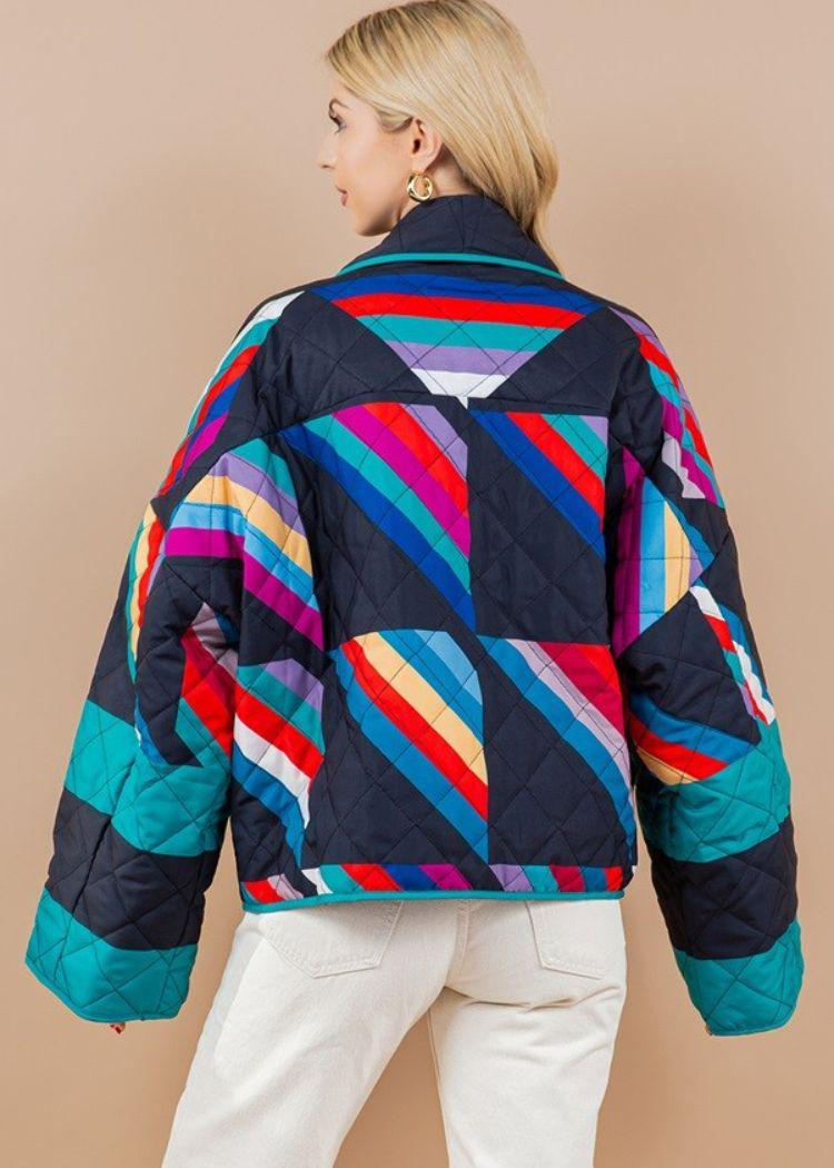 Stilla | Rig Patchwork Frakke Med Bredde Ærmer Mode