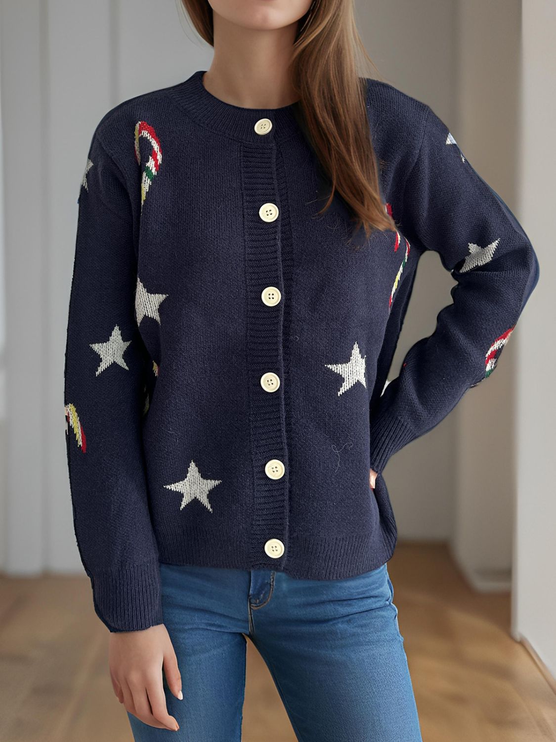 Stilla | Zuckerstang & Stjerne Knap-Down Langærmet Cardigan Online salg
