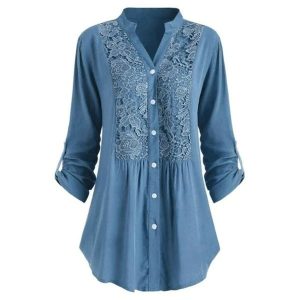 Stilla | Blouse Langærmet Bluse Med Blonde