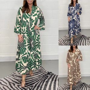 Stilla | Chic Loose Fashion V-Hals Chiffon Plisseret Kjole Udsalg
