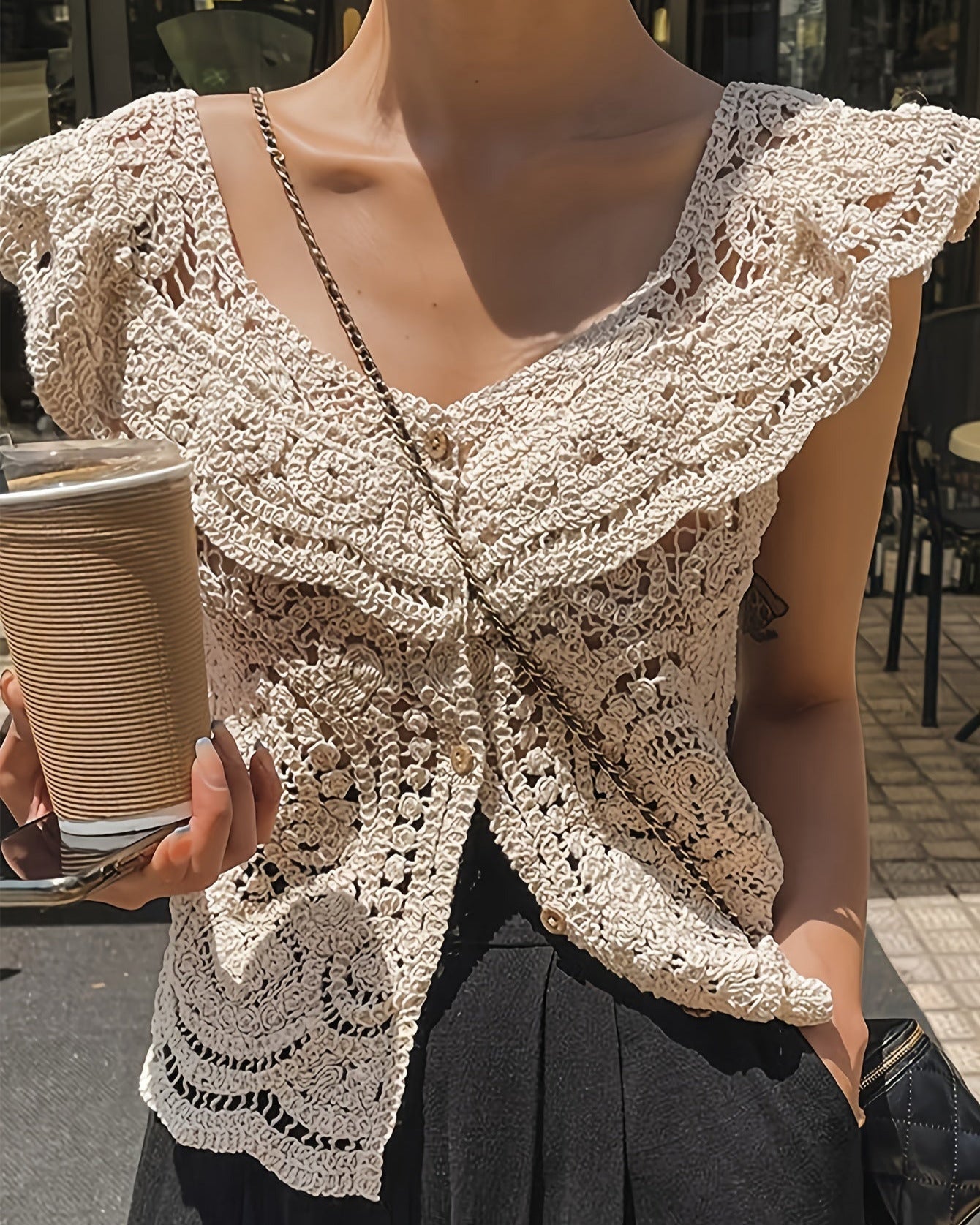 Stilla | Elegant Boho Bluse Med Knaplukning Hot på udsalg