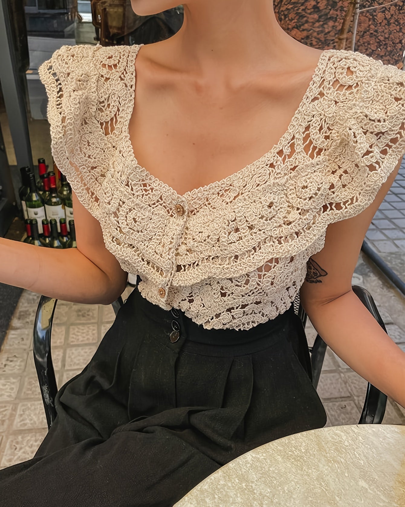 Stilla | Elegant Boho Bluse Med Knaplukning Hot på udsalg