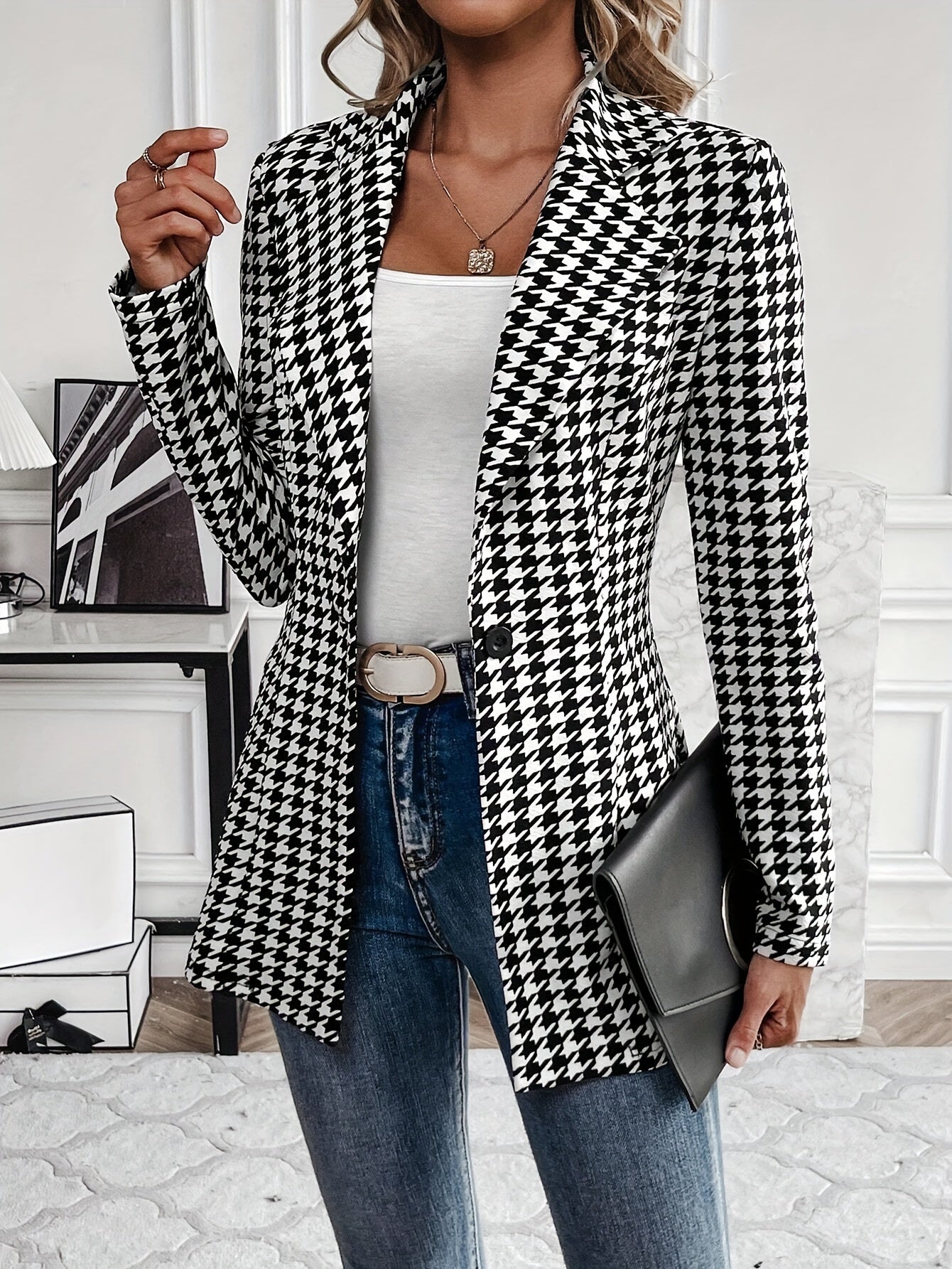 Stilla | Lang Blazer Til Kvinder Med Tern