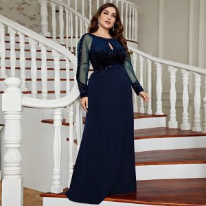 Stilla | Plus Size Aftenkjole Sommer Slim Ensfarvet Kjole Fest Samling Cocktail