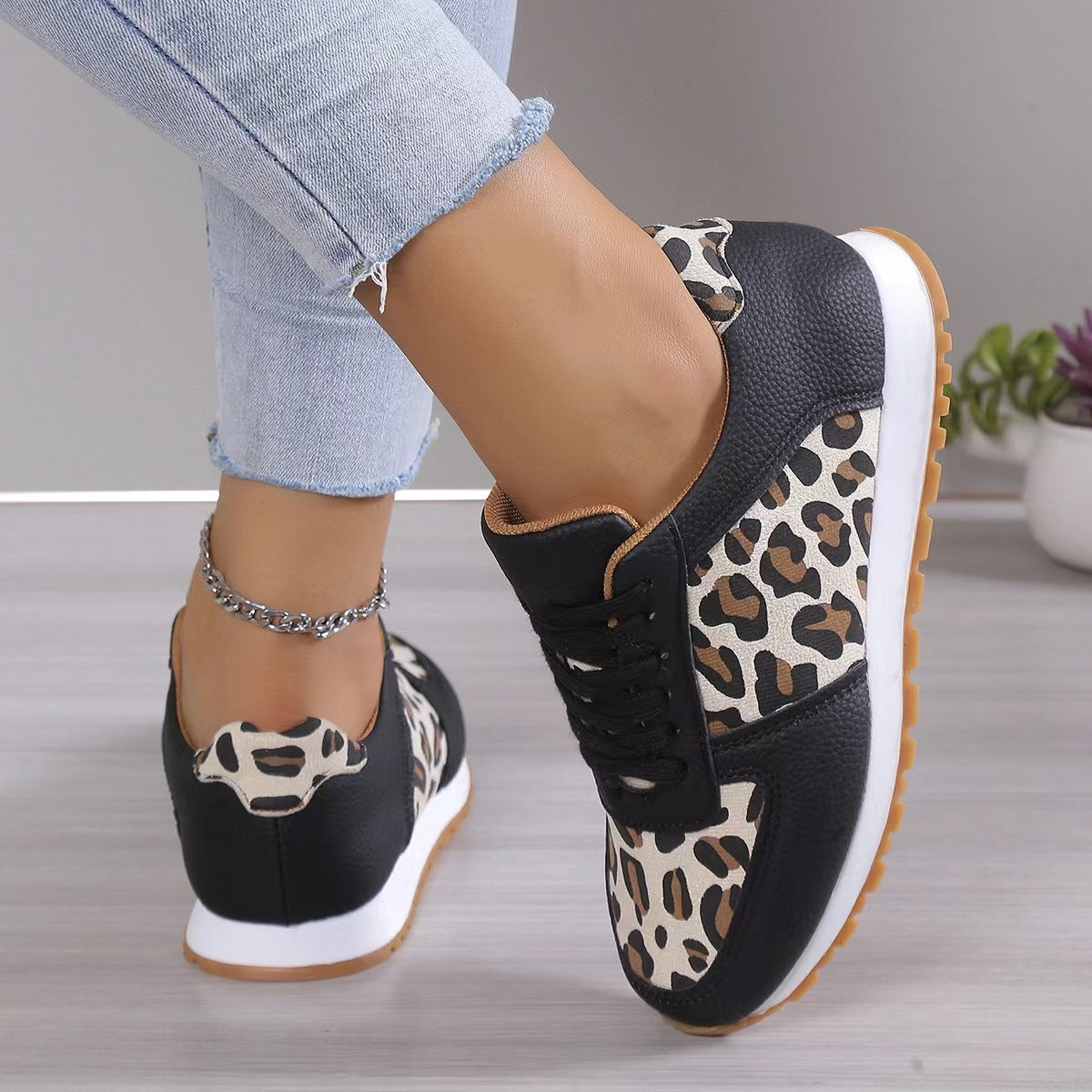 Stilla | Dame Sneakers Med Leopardsmønster