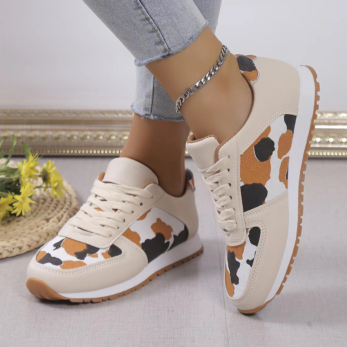 Stilla | Dame Sneakers Med Leopardsmønster