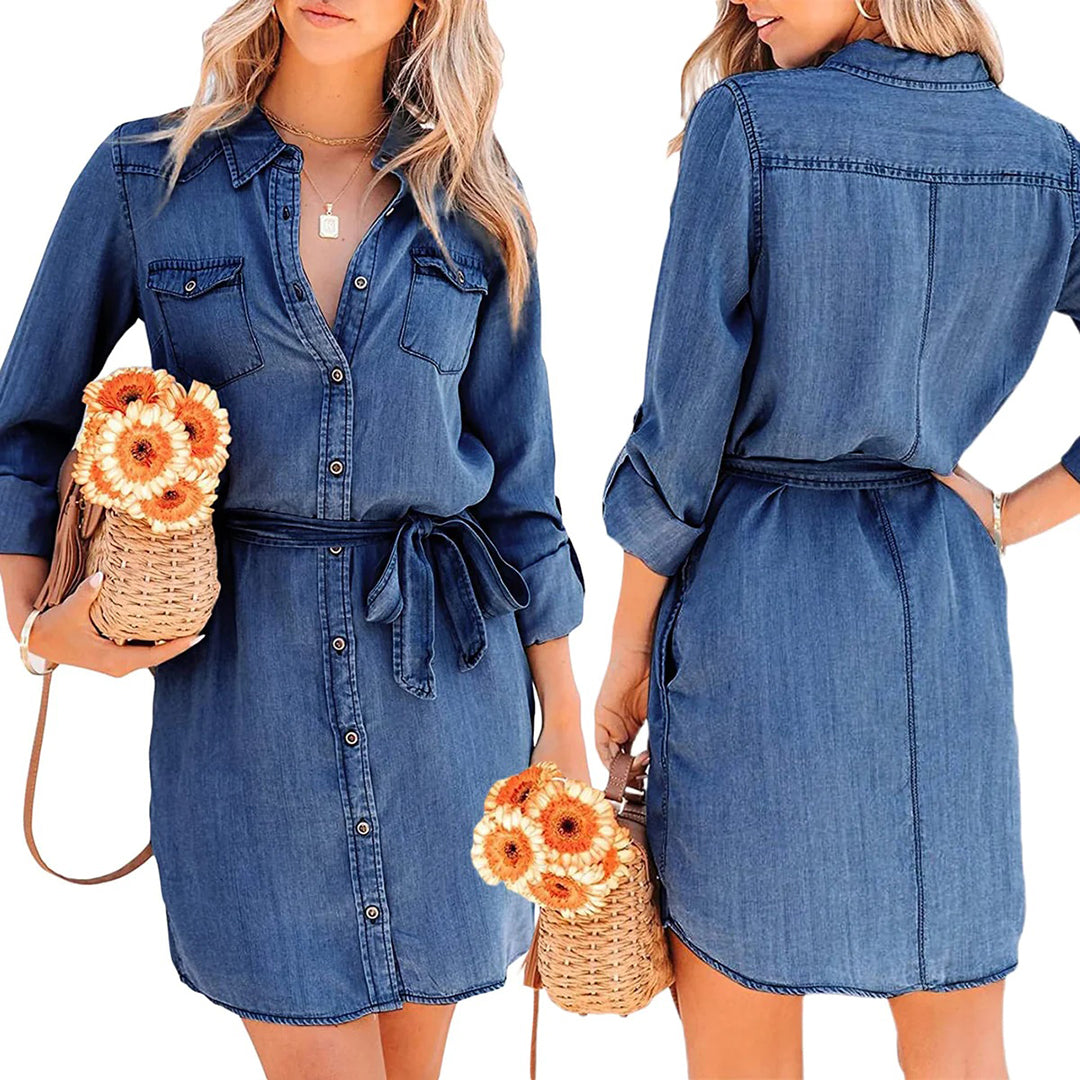 Stilla | Denim Skjortekjole Bomuld Casual og Chic Levere