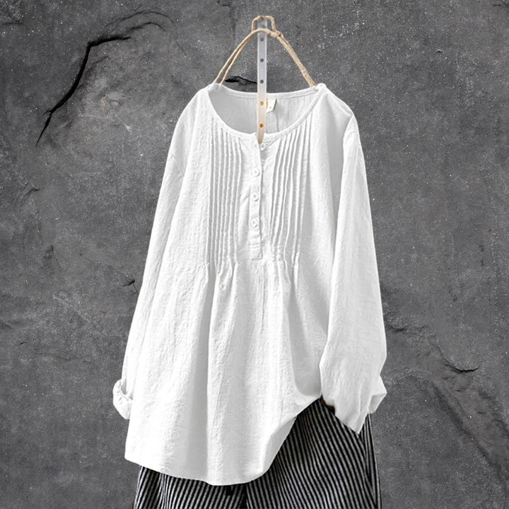 Stilla | Boho-Chic Bluseskjorte med Knaplukning og Flæser