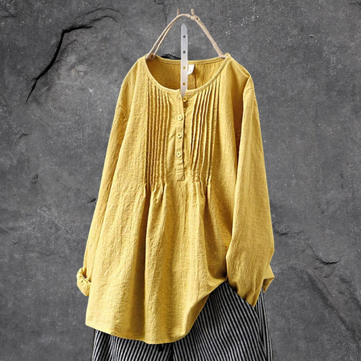 Stilla | Boho-Chic Bluseskjorte med Knaplukning og Flæser