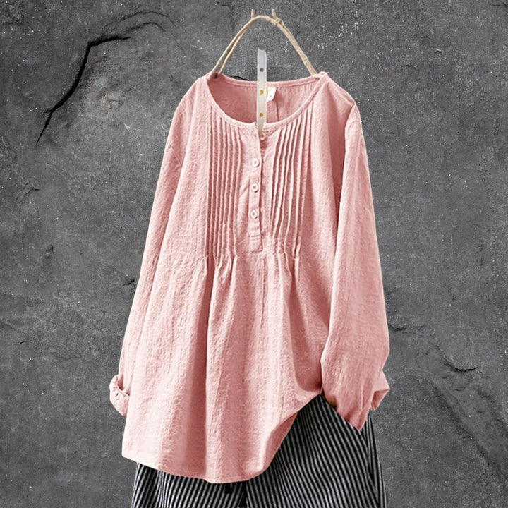 Stilla | Boho-Chic Bluseskjorte med Knaplukning og Flæser