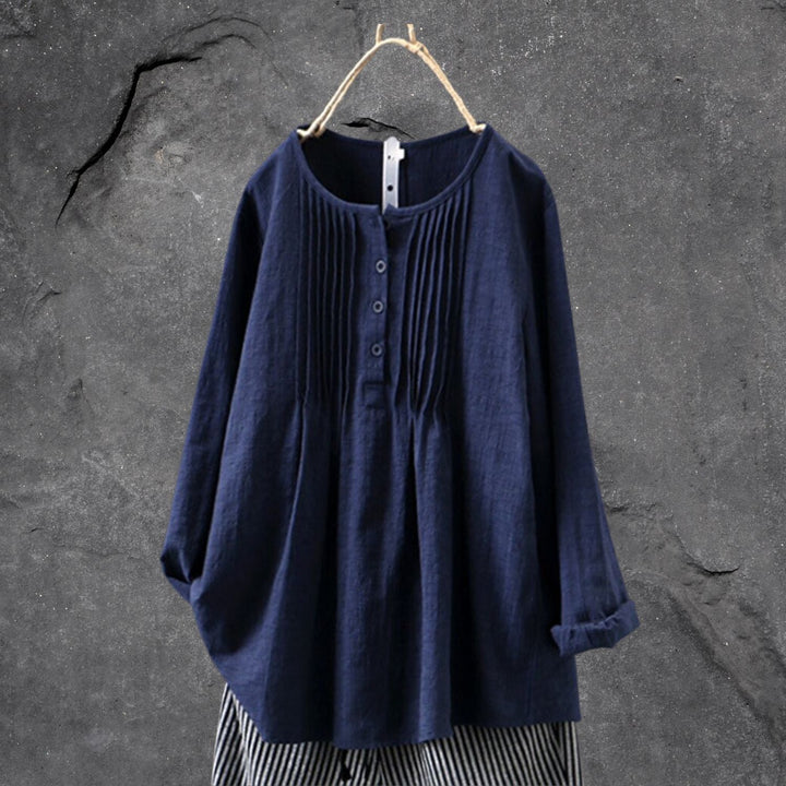 Stilla | Boho-Chic Bluseskjorte med Knaplukning og Flæser