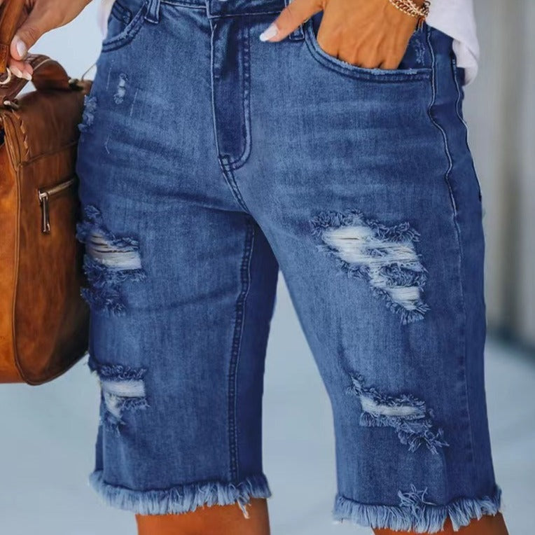 Stilla | Behagelige Slim Fit Jeans Med Frynset Kant